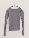 BASERANGE Ribbed Long Sleeve Top T-shirt TTVL Series Collection France BAS-TTVL-RB-SP25-BOW LBUE
